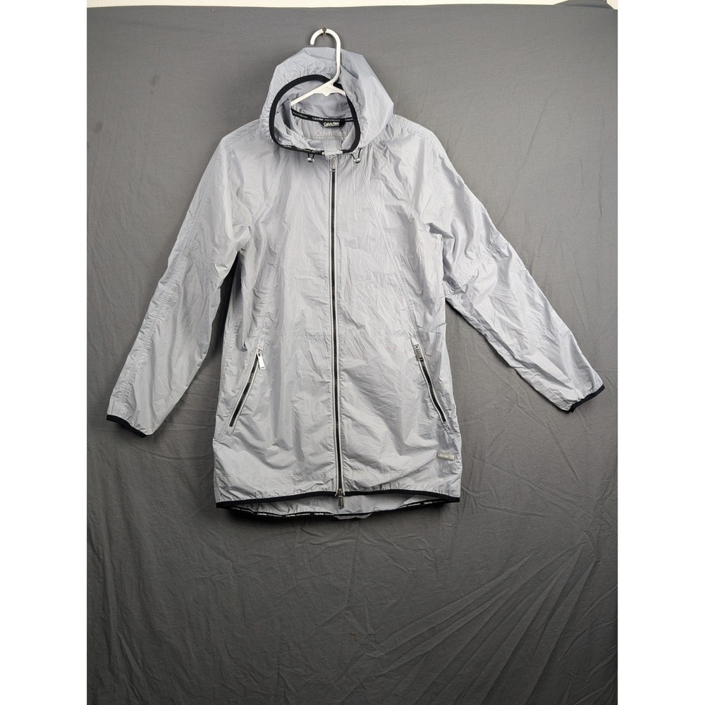 Calvin Klein Performance Womens Gray Hooded Windbreaker Jacket XS